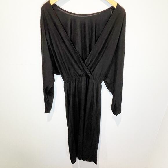 Zara NWT Black Long Sleeve Midi Dress - size Small - Picture 2 of 7